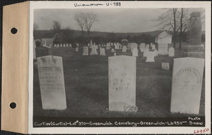 Curtiss (Curtis), Greenwich Cemetery, Old section, lot 370, Greenwich, Mass., ca. 1930-1931