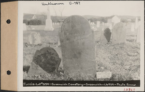Benjamin Furnis, Greenwich Cemetery, Old section, lot 359, Greenwich Mass., ca. 1930-1931