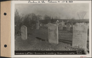 Hiram Leavens, Greenwich Cemetery, Old section, lot 341, Greenwich Mass., ca. 1930-1931