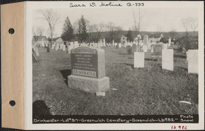 Charlotte V. Drinkwater, Greenwich Cemetery, Old section, lot 317, Greenwich Mass., ca. 1930-1931