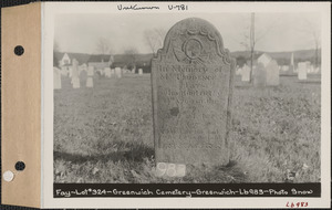 Prudence Fay, Greenwich Cemetery, Old section, lot 324, Greenwich Mass., ca. 1930-1931