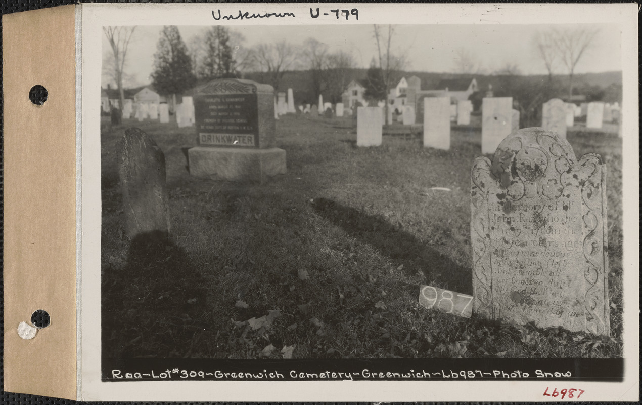 John Raa, Greenwich Cemetery, Old section, lot 309, Greenwich Mass., ca. 1930-1931
