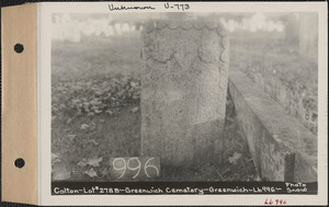 Colton, Greenwich Cemetery, Old section, lot 278B, Greenwich Mass., ca. 1930-1931