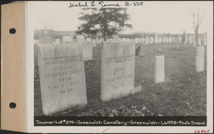 Jonathan Towne, Greenwich Cemetery, Old section, lot 279, Greenwich Mass., ca. 1930-1931