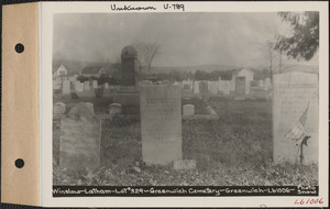 Winslow - Latham, Greenwich Cemetery, Old section, lot 329, Greenwich Mass., ca. 1930-1931