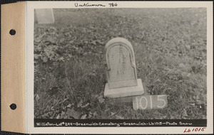 Williston, Greenwich Cemetery, Old section, lot 299, Greenwich Mass., ca. 1930-1931