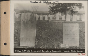 Benoni Sibley, Greenwich Cemetery, Old section, lot 296, Greenwich Mass., ca. 1930-1931