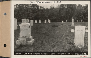 Horr, Pelham Hollow Cemetery, lot 59, Prescott, Mass., ca. 1930-1931