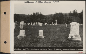 Webber, Pelham Hollow Cemetery, lot 12, Prescott, Mass., ca. 1930-1931