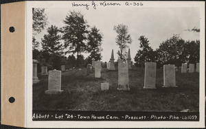 Abbott, Town House Cemetery, lot 24, Prescott, Mass., ca. 1930-1931