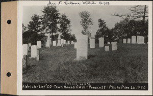 B. Whitman Aldrich, Town House Cemetery, lot 20, Prescott, Mass., ca. 1930-1931