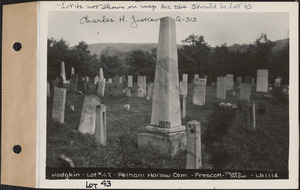 Hodgkin, Pelham Hollow Cemetery, lot 43, Prescott, Mass., ca. 1930-1931