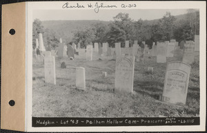 Hodgkin, Pelham Hollow Cemetery, lot 43, Prescott, Mass., ca. 1930-1931
