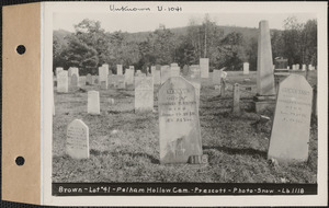 Brown, Pelham Hollow Cemetery, lot 41, Prescott, Mass., ca. 1930-1931