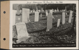 Bailey - Sawyer, Pelham Hollow Cemetery, lot 146, Prescott, Mass., ca. 1930-1931