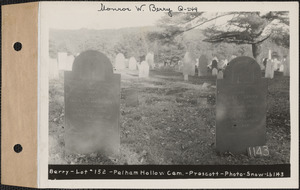 Berry, Pelham Hollow Cemetery, lot 152, Prescott, Mass., ca. 1930-1931