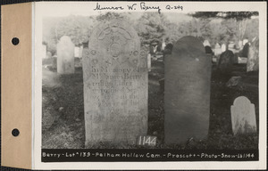 Berry, Pelham Hollow Cemetery, lot 139, Prescott, Mass., ca. 1930-1931