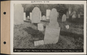 Briggs, Pelham Hollow Cemetery, lot 165, Prescott, Mass., ca. 1930-1931