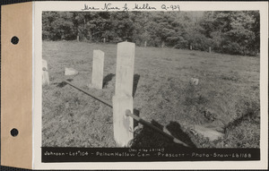 Johnson, Pelham Hollow Cemetery, lot 104, Prescott, Mass., ca. 1930-1931
