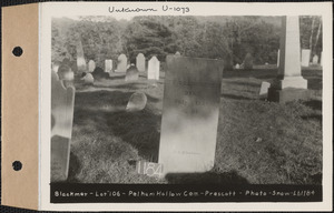 Blackmer, Pelham Hollow Cemetery, lot 106, Prescott, Mass., ca. 1930-1931