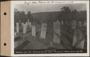 Cooley, Pelham Hollow Cemetery, lot 72, Prescott, Mass., ca. 1930-1931