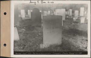 Willard Barns, Pelham Hollow Cemetery, lot 123, Prescott, Mass., ca. 1930-1931