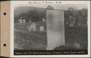 Austin, Pelham Hollow Cemetery, lot 170, Prescott, Mass., ca. 1930-1931