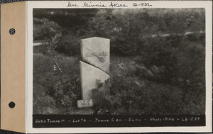 John Towne Jr., Towne Cemetery, lot 4, Dana, Mass., ca. 1932