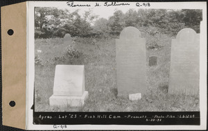 Ayres, Fish Hill Cemetery, lot 23, Prescott, Mass., June 20, 1932