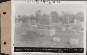 Johnson, Pine Grove Cemetery, Block no. 1, lot 6, Prescott, Mass., Oct. 25, 1932
