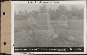 Barnes, Pine Grove Cemetery, Block no. 1, lot 10, Prescott, Mass., Oct. 25, 1932