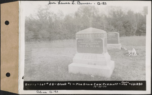 Berry, Pine Grove Cemetery, Block no. 1, lot 28, Prescott, Mass., Oct. 25, 1932