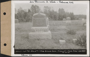 Wood, Pine Grove Cemetery, Block no. 1, lot 9, Prescott, Mass., Oct. 25, 1932