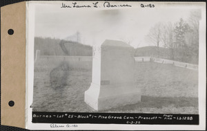 Barnes, Pine Grove Cemetery, Block no. 1, lot 25, Prescott, Mass., Nov. 3, 1932