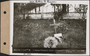 R. Burns, Jason Powers Cemetery, lot 19, Prescott, Mass., July 17, 1934