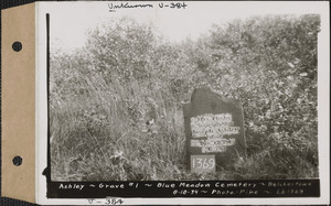 Ashley, Blue Meadow Cemetery, Grave no. 1, Belchertown, Mass., Aug. 18, 1934