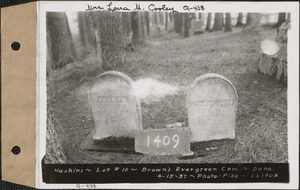 Haskins, Brown's Evergreen Cemetery, lot 10, Dana, Mass., Apr. 15, 1937