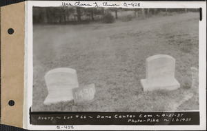 Avery, Dana Center Cemetery, lot 66, Dana, Mass., Apr. 21, 1937