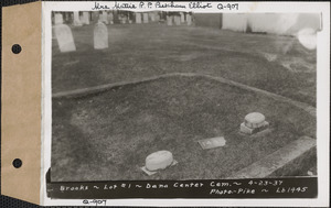 Brooks, Dana Center Cemetery, lot 1, Dana, Mass., Apr. 23, 1937