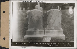 Witt, Dana Center Cemetery, lot 41, Dana, Mass., Apr. 23, 1937