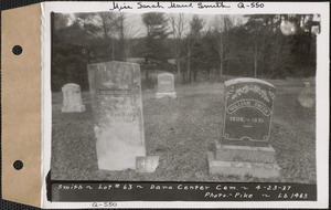 William and Almira A. Smith, Dana Center Cemetery, lot 63, Dana, Mass., Apr. 23, 1937