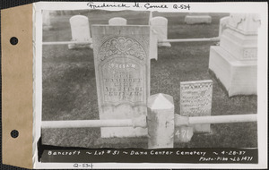 Bancroft, Dana Center Cemetery, lot 51, Dana, Mass., Apr. 28, 1937
