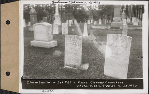 Chamberlin, Dana Center Cemetery, lot 27, Dana, Mass., Apr. 28, 1937