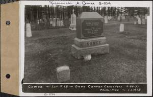 Comee, Dana Center Cemetery, lot 18, Dana, Mass., Apr. 28, 1937