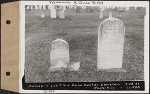 Comee, Dana Center Cemetery, lot 10, Dana, Mass., Apr. 28, 1937