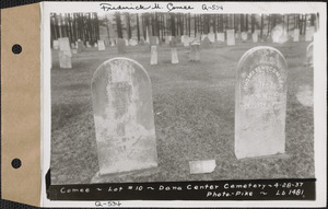 Lydia and Thomas W. Comee, Dana Center Cemetery, lot 10, Dana, Mass., Apr. 28, 1937