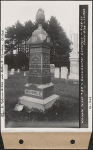 Whipple, Dana Center Cemetery, lot 29, Dana, Mass., Apr. 28, 1937