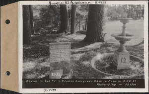 Brown, Brown's Evergreen Cemetery, lot 1, Dana, Mass., Apr. 30, 1937