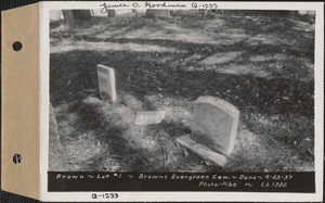 Brown, Brown's Evergreen Cemetery, lot 1, Dana, Mass., Apr. 23, 1937