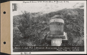 Horr, Brown's Evergreen Cemetery, lot 2, Dana, Mass., Apr. 30, 1937